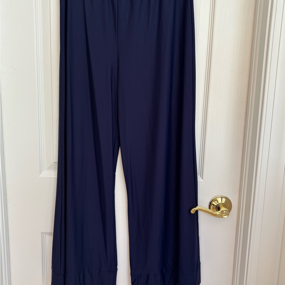 Classic Blue Wide Leg Pants with Flowing Silhouette